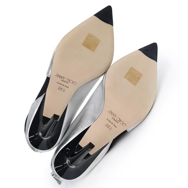 （未使用　展示品）ジミーチュウ JIMMY CHOO プレキシヒール アンクルブーツ シューズ 靴 #36.5 23.5cm ナッパレザー メッシュ シルバー ブラック 黒 シルバー金具 SIOUX