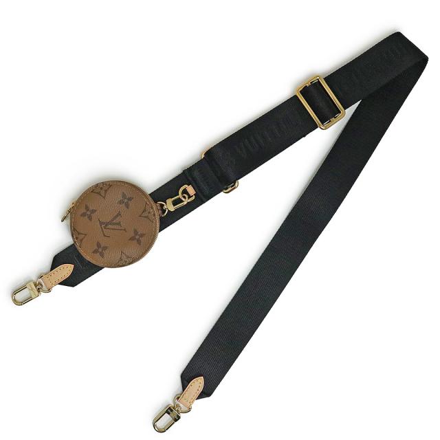 （未使用　展示品）ルイ ヴィトン LOUIS VUITTON コインケース 小銭入れ パース付き ショルダーストラップ 4CM ナイロン モノグラムリバース ノワール ブラック 黒 ゴールド金具 J02522 箱付
