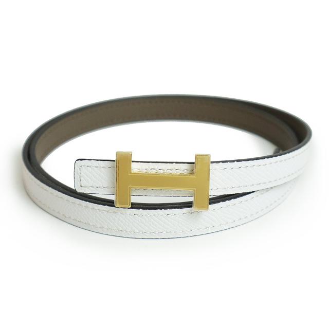 （新品・未使用品）エルメス HERMES ミニ コンスタンス H フォーカス 13MM リバーシブル ベルト 75CM ヴォーエプソン ヴォースイフト レザー エトゥープ エトープ ブラン グレージュ ホワイト 白 ゴールド金具 U刻印の通販は