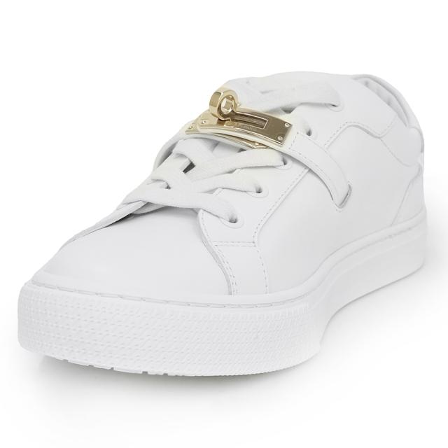 （未使用　展示品）エルメス HERMES デイ ケリー バックル スニーカー シューズ 靴 #37 24cm カーフスキン シェーブル レザー ホワイト 白 ゴールド金具 訳あり 片足（右のみ）