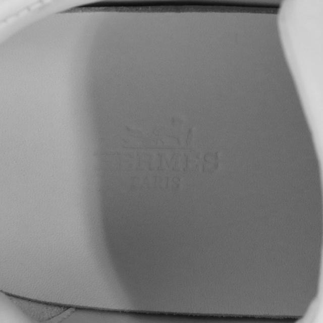 （未使用　展示品）エルメス HERMES デイ ケリー バックル スニーカー シューズ 靴 #37 24cm カーフスキン シェーブル レザー ホワイト 白 ゴールド金具 訳あり 片足（右のみ）_9
