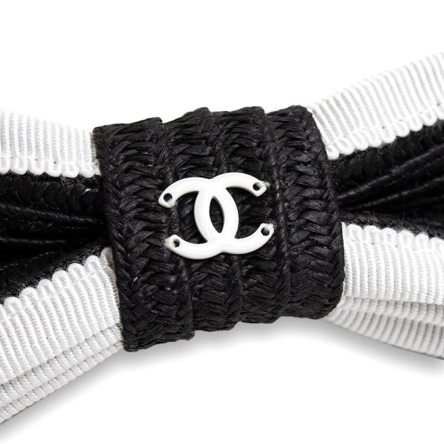 （新品・未使用品）シャネル CHANEL ボウ バレッタ ヘアクリップ リボン CC ココマーク バイカラー ヘアアクセサリー ペーパー コットン ビスコース ブラック ホワイト 黒 白 箱付_4