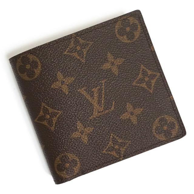（未使用保管品）ルイ ヴィトン LOUIS VUITTON ポルトフォイユ マルコ 二つ折り財布 モノグラム ブラウン 茶 ゴールド金具 M61675 箱付の通販は 47,520円