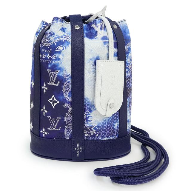 （未使用　展示品）ルイ ヴィトン LOUIS VUITTON ランドネ PM 3way リュック バックパック ショルダーバッグ 斜め掛け モノグラム バンダナ カーフスキン レザー ブルー ホワイト 青 白 シルバー金具 M20562の通販は 264,000円