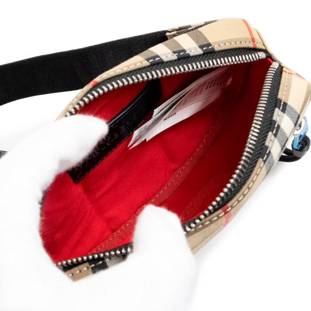 （未使用　展示品）バーバリー BURBERRY キャノン バムバッグ ショルダー ボディバッグ ウエストポーチ 斜め掛け コットン ポリエステル アーカイブベージュ ブラック シルバー金具 8014420_2