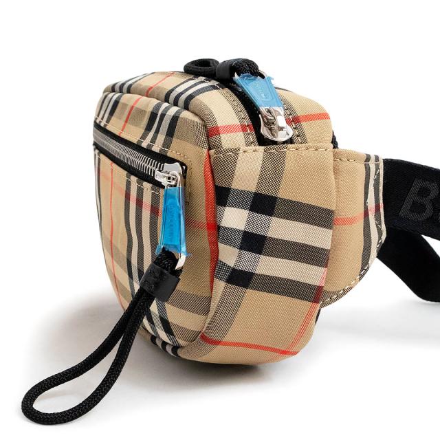 （未使用　展示品）バーバリー BURBERRY キャノン バムバッグ ショルダー ボディバッグ ウエストポーチ 斜め掛け コットン ポリエステル アーカイブベージュ ブラック シルバー金具 8014420_4