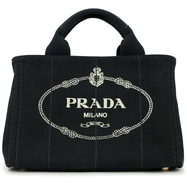 （中古）プラダ PRADA カナパ ミニ トート ハンドバッグ CANAPA キャンバス NERO ネロ ブラック 黒 ゴールド金具 BN2439の通販は