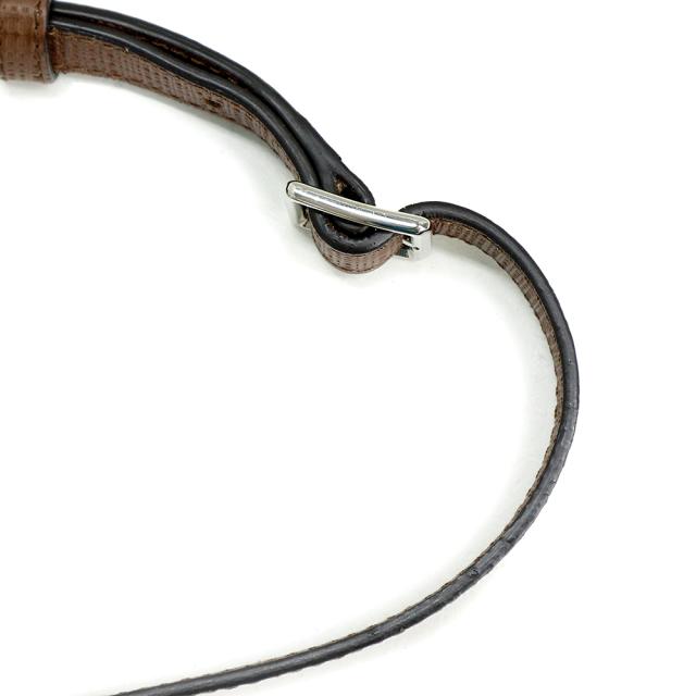 （美品）ロエベ LOEWE アナグラム リネン ショルダーバッグ 斜め掛け テクスチャードカーフ レザー ブラウン 茶 シルバー金具 389 88_10