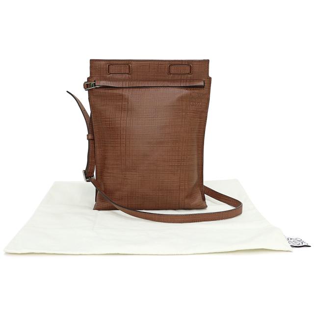 （美品）ロエベ LOEWE アナグラム リネン ショルダーバッグ 斜め掛け テクスチャードカーフ レザー ブラウン 茶 シルバー金具 389 88_1