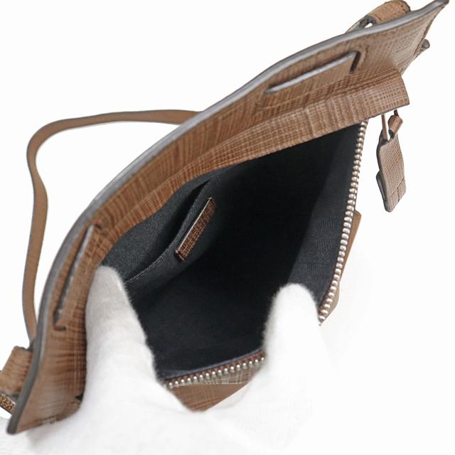（美品）ロエベ LOEWE アナグラム リネン ショルダーバッグ 斜め掛け テクスチャードカーフ レザー ブラウン 茶 シルバー金具 389 88_2