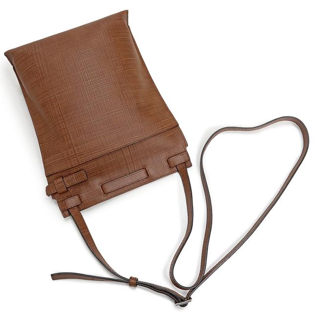 （美品）ロエベ LOEWE アナグラム リネン ショルダーバッグ 斜め掛け テクスチャードカーフ レザー ブラウン 茶 シルバー金具 389 88_5