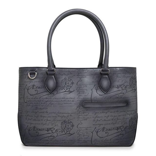 （中古）ベルルッティ Berluti トゥジュール ミニ ネオ スクリット カリグラフィ トート ハンドバッグ ヴェネチアレザー グレー ライトアルミニオ シルバー金具 TOUJOURS_MINI_NEO-V2の通販は 165,000円