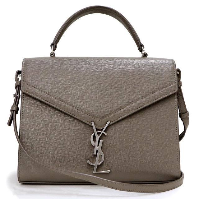 （未使用　展示品）サンローランパリ SAINT LAURENT PARIS カサンドラ トップハンドル ミディアム 2Way ショルダー ハンドバッグ 斜め掛け グレインドプードルエンボスレザー グレージュ シルバー金具 623931