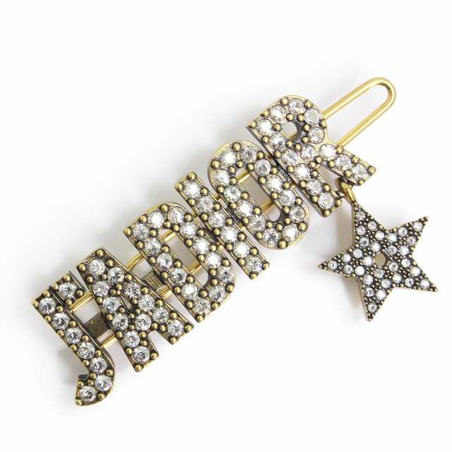 （新品・未使用品）クリスチャンディオール Christian Dior ジャディオール J ADIOR ラインストーン スター 星 ロゴ ヘアアクセサリー 髪留め ヘアクリップ バレッタ アンティークゴールド