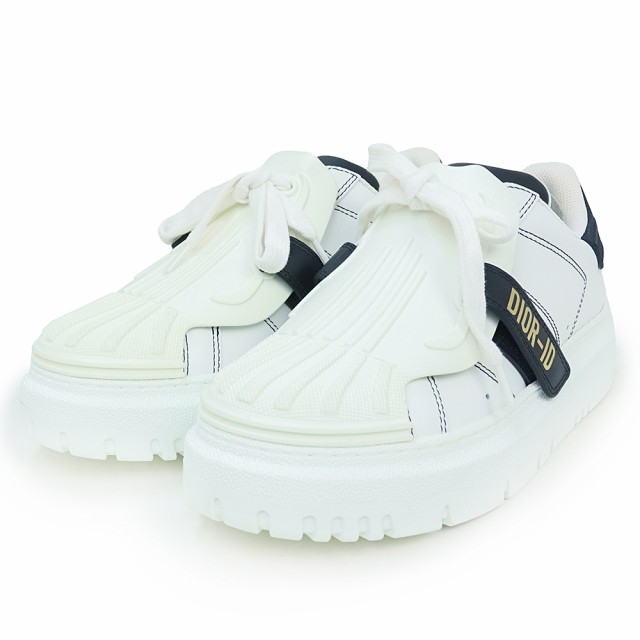 （未使用保管品）クリスチャンディオール Christian Dior ID スニーカー シューズ 靴 #35.5 22.5cm カーフスキン レザー ラバー ホワイト ディープブルー 白 紺 KCK278BCR 箱付の通販は