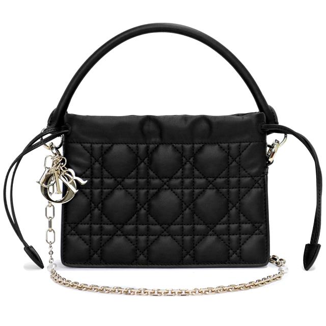 （未使用　展示品）クリスチャンディオール Christian Dior Lady Dior Milly ミリー ミニバッグ ショルダー ハンドバッグ 2way 斜め掛け カナージュ ラムスキン ブラック 黒 ゴールド金具 S0981ONMJ