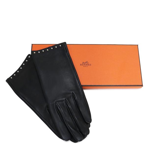 革手袋 エルメス 黒 71/2（エルメス HERMES 手袋