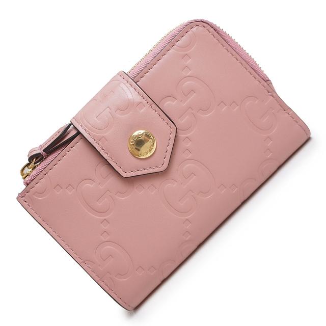 ピンク レザー 二つ折り財布 GUCCI 二つ折り財布 ピンク レザー