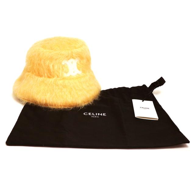 （新品・未使用品）セリーヌ CELINE トリオンフ クロシェニット ブラッシュド モヘア 帽子 バケット ハット ペールイエロー 黄 2A58Y270R_1