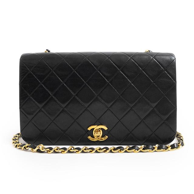 （中古）シャネル CHANEL マトラッセ 23 チェーン フルフラップ ショルダーバッグ 斜め掛け ラムスキン レザー ブラック 黒 ゴールド金具 A02500 箱付の通販は