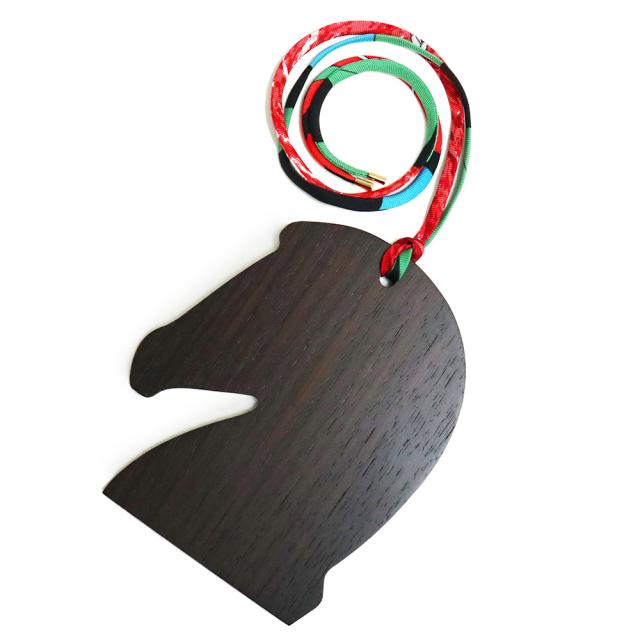 （新品・未使用品）エルメス HERMES マホガニー サマルカンド ホース ウッド オーナメント チャーム ウッド シルク ブラウン マルチカラー ゴールド金具 箱付の通販は