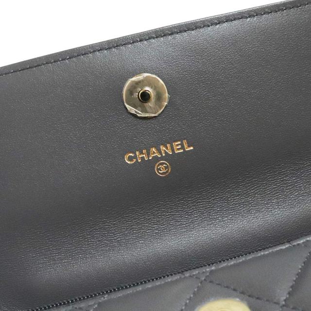 （新品・未使用品）シャネル CHANEL マトラッセ カメリア トップハンドル チェーンウォレット 長財布 斜め掛け ショルダーバッグ ラムスキン レザー グレー ゴールド金具 箱付の通販は