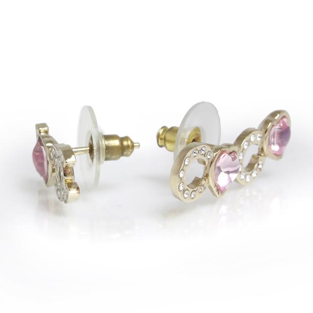 （新品・未使用品）シャネル CHANEL ラインストーン ハート ココマーク COCO I LOVE CHANEL ピアス ゴールド ピンク AB8202 箱付の通販は