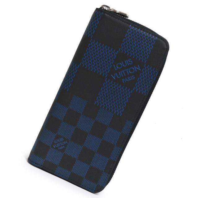 (未使用 展示品)ルイ ヴィトン LOUIS VUITTON ジッピーウォレット ヴェルティカル ラウンドファスナー 長財布 ダミエアンフィニ 3D レザー マリーヌ ブルー 青 シルバー金具 N60442 箱付の通販は