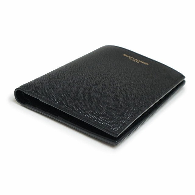 （新品・未使用品）サンローランパリ SAINT LAURENT PARIS クレジットカードウォレット コンパクト 二つ折り財布 札入れ カーフスキン レザー ブラック 黒 361346 箱付の通販は
