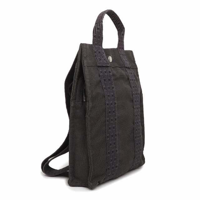 （中古）エルメス HERMES エールライン アド PM リュック デイパック バックパック キャンバス グレー シルバー金具の通販は