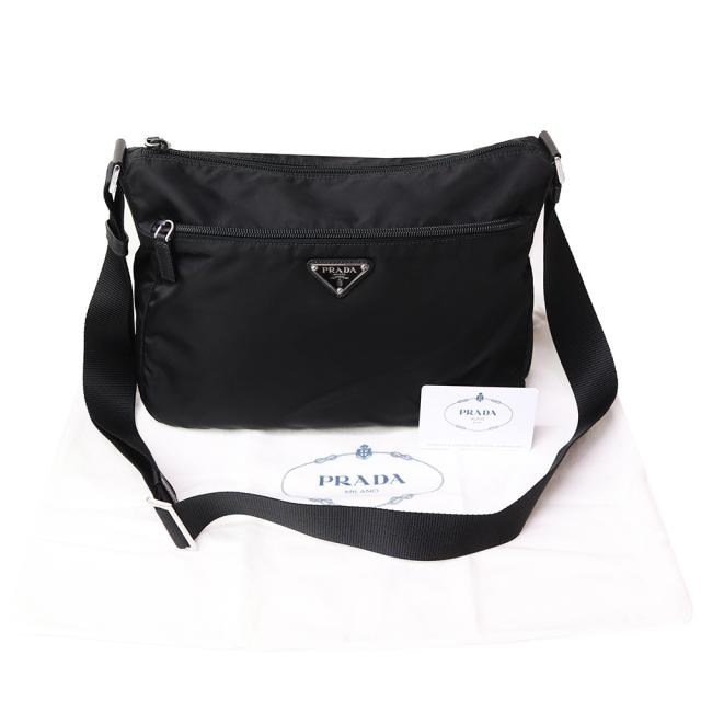 PRADA プラダ 三角ロゴ ショルダーバッグ ナイロン シルバー金具 ブラック プラダ ショルダーバッグ 三角ロゴプレート シルバー金具 ナイロン