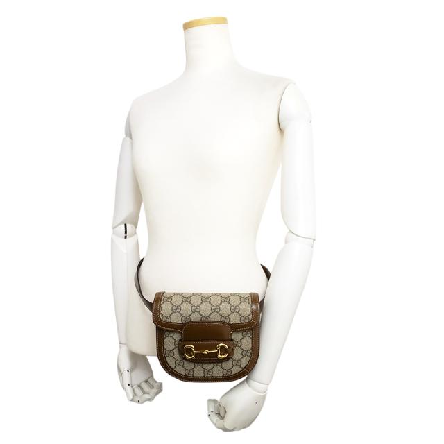 （未使用　展示品）グッチ GUCCI ホースビット 1955 ラウンド ベルトバッグ ウエストポーチ GGスプリームキャンバス レザー ブラウン ベージュ 茶 ゴールド金具 760198_8