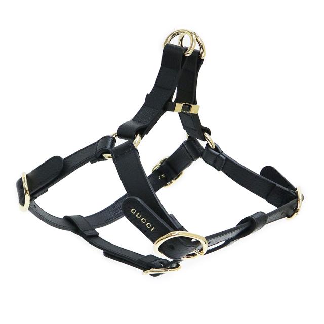 （未使用　展示品）グッチ GUCCI ジオメトリックG ペット ハーネス M デメトラ ブラック 黒 ゴールド金具 692963 箱付