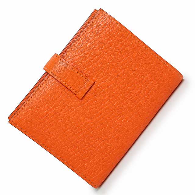 （新品・未使用品）エルメス HERMES ベアン コンパクト 二つ折り財布 シェブル シェーブルミゾール レザー オレンジミニウム シルバー金具 B刻印 箱付の通販は
