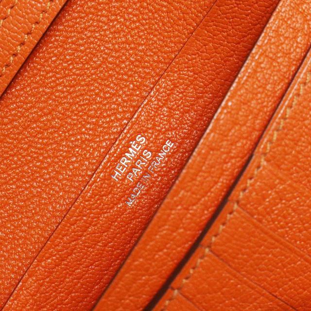 （新品・未使用品）エルメス HERMES ベアン コンパクト 二つ折り財布 シェブル シェーブルミゾール レザー オレンジミニウム シルバー金具 B刻印 箱付の通販は
