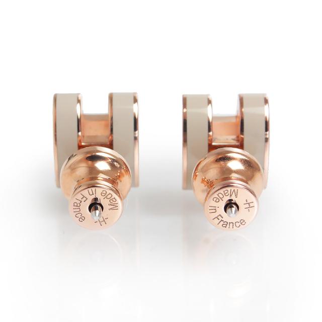 エルメス新品ポップH miniピンクゴールドxマロングラッセピアス