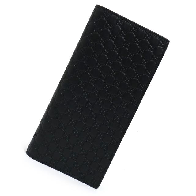 （未使用保管品）グッチ GUCCI シグネチャー 札入れ 二つ折り長財布 マイクログッチシマレザー ブラック 黒 449245