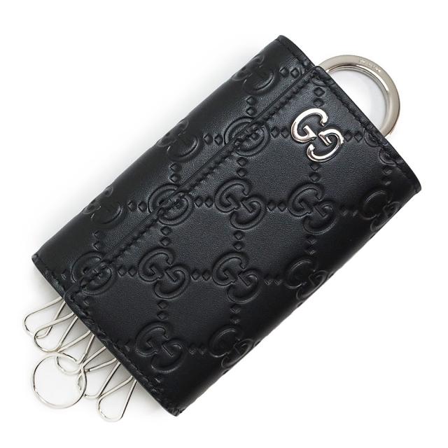 （新品・未使用品）グッチ GUCCI ドリアン シグネチャー 6連 キーケース キーリング付き シマレザー ブラック 黒 シルバー金具 473924 箱付の通販は