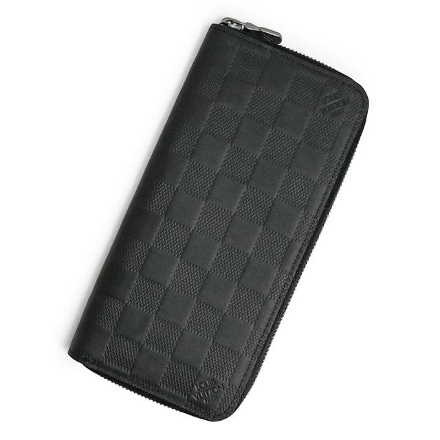 （美品）ルイ ヴィトン LOUIS VUITTON ジッピーウォレット ヴェルティカル ラウンドファスナー 長財布 ダミエアンフィニ レザー ブラック 黒 マットシルバー金具 N63548の通販は