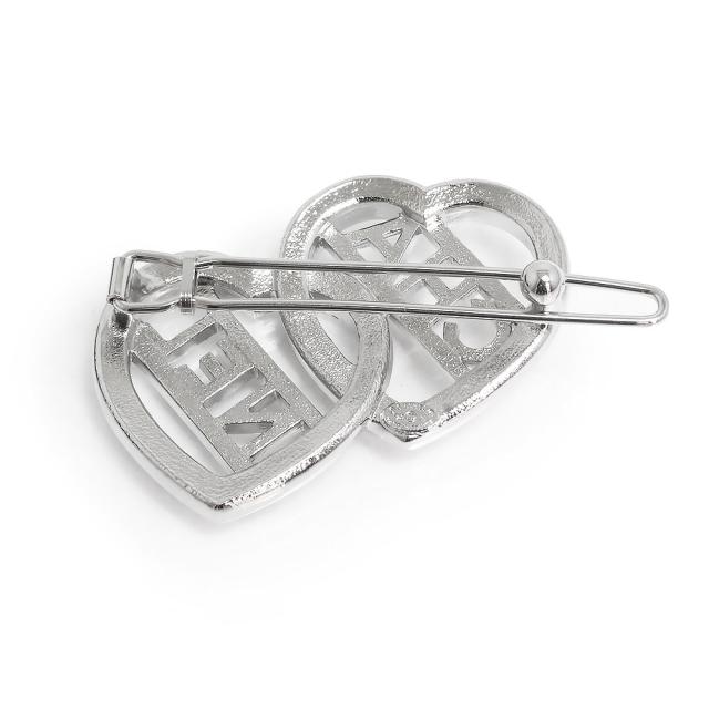 （新品・未使用品）シャネル CHANEL ハート ロゴ ラインストーン バレッタ クリップ 髪留め ヘアアクセサリー シルバー ABB671 箱付_3