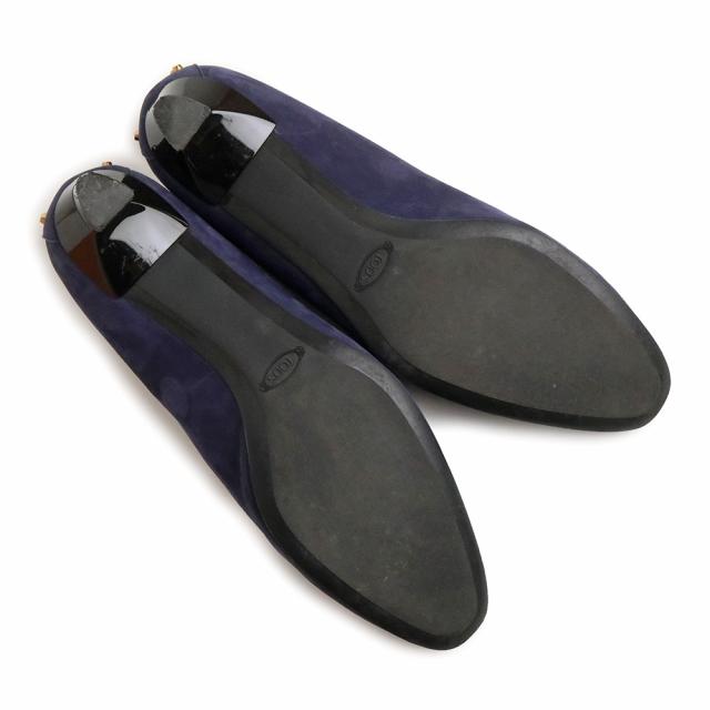 （中古）トッズ TOD’S スタッズ GOMMA T35 パンプス 靴 スウェード スエード ＃36 1/2 23.5cm ネイビー 紺 ゴールド金具 XXW0UW0 箱付