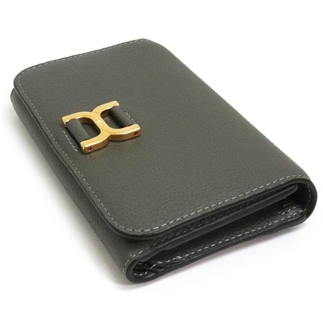 （新品・未使用品）クロエ Chloe マーシー 三つ折り財布 グレインカーフレザー エレファントグレー マットゴールド金具 CHC23AP097 箱付