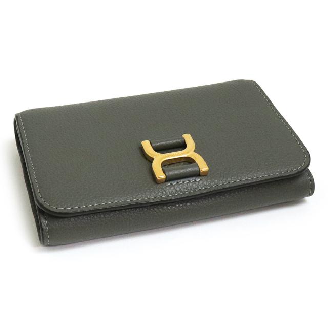 （新品・未使用品）クロエ Chloe マーシー 三つ折り財布 グレインカーフレザー エレファントグレー マットゴールド金具 CHC23AP097 箱付