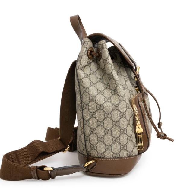 （未使用　展示品）グッチ GUCCI インターロッキングG バックパック リュック デイパック GGスプリームキャンバス ベージュ エボニー 茶 ゴールド金具 674147_3