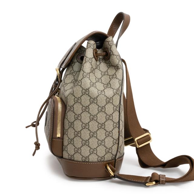 （未使用　展示品）グッチ GUCCI インターロッキングG バックパック リュック デイパック GGスプリームキャンバス ベージュ エボニー 茶 ゴールド金具 674147_4