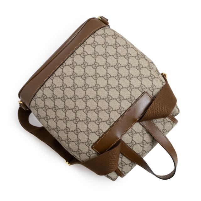 （未使用　展示品）グッチ GUCCI インターロッキングG バックパック リュック デイパック GGスプリームキャンバス ベージュ エボニー 茶 ゴールド金具 674147_5