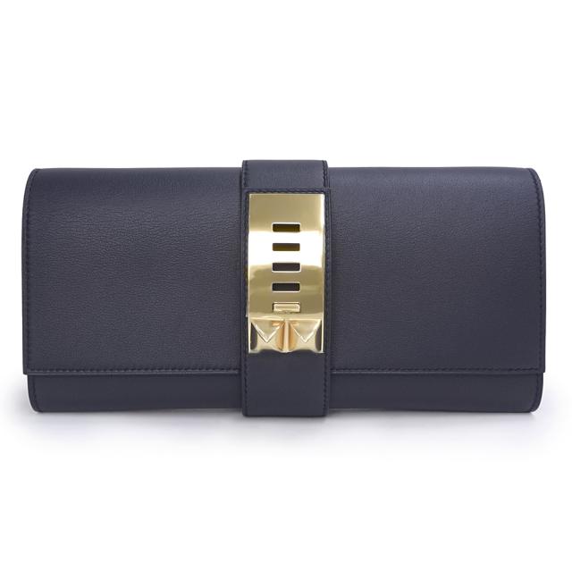 （新品・未使用品）エルメス HERMES メドール 23 クラッチバッグ ヴォースイフト レザー ブルーインディゴ ネイビー 紺 ゴールド金具 A刻印 箱付