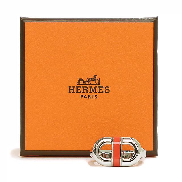 （新品・未使用品）エルメス HERMES マイヨン リング 指輪 T60 #20.5号 ステンレススチール ラッカーメタル シルバー オランジュ フィールド オレンジ 箱付_1