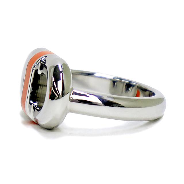 （新品・未使用品）エルメス HERMES マイヨン リング 指輪 T60 #20.5号 ステンレススチール ラッカーメタル シルバー オランジュ フィールド オレンジ 箱付_2