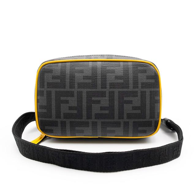 （新品・未使用品）フェンディ FENDI ズッカ ミニ ショルダーバッグ 斜め掛け PVCコーティングキャンバス グレー イエロー ガンメタル金具 7AS122